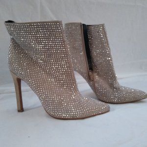Aldo Champagne Crystal Embellished Pointed Toe Ankle Booties